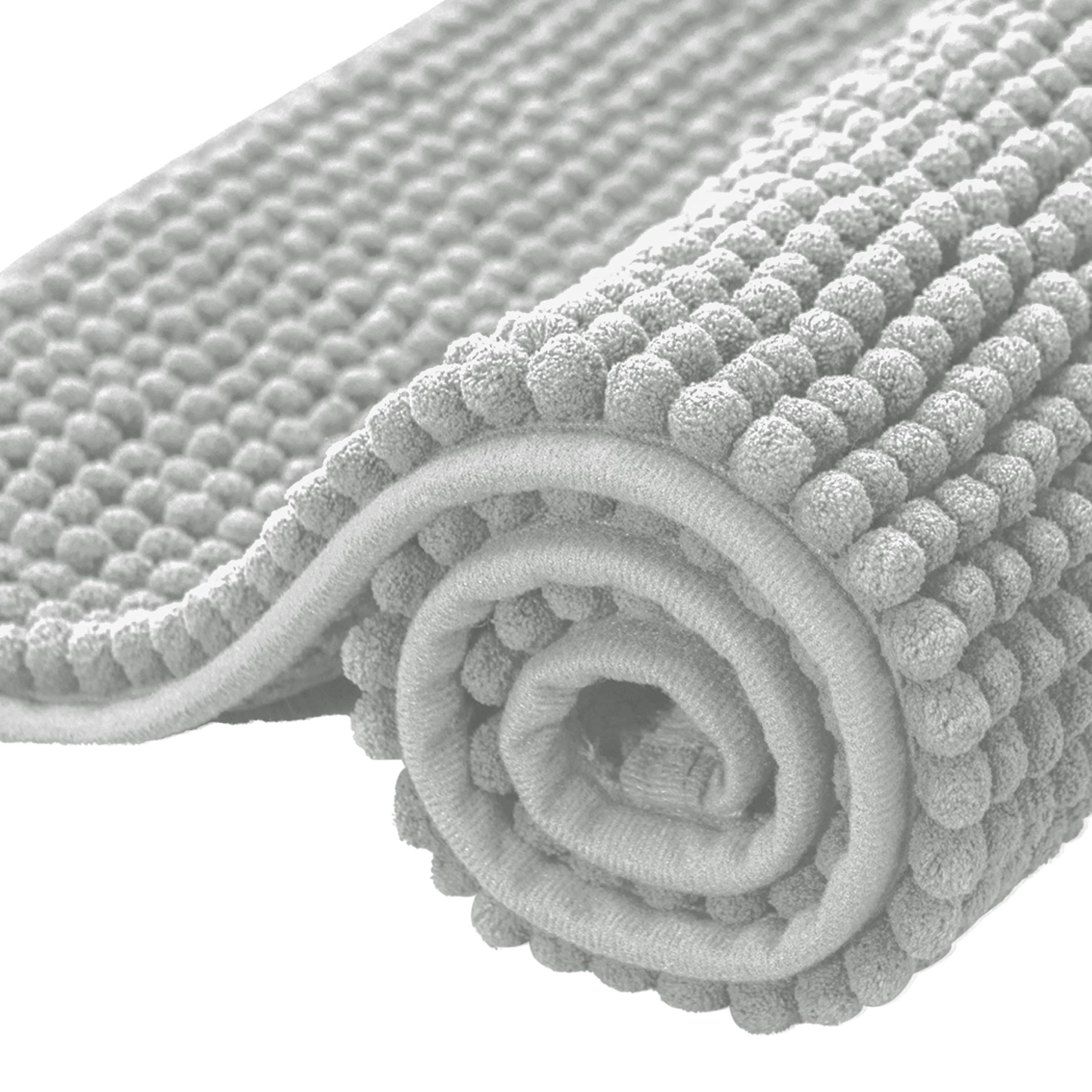 8fda1437c83ad1f1cb3a5fc98e0eb4244e02af61101d6cb5ab5f2e8a36514e57.jpg Subrtex Bathroom Rugs Chenille Bath Rug Soft Short Plush Bath Mat Soft Shower Mat Water Absorbent Shower Mat Quick Dry Machine Washable(Light Gray - Image 1