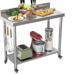 AECOJOY Stainless Steel Table with Backsplash 48"x18" Prep Tables for Commercial Kitchen