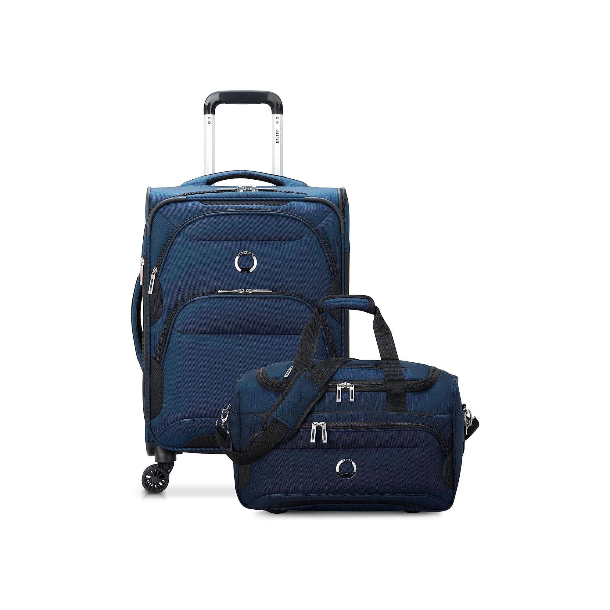 8fe326a692da3cdbf833810e928b7c4cc4044a4ab16ad718f38846dd983f2d18.jpg DELSEY PARIS Sky Max 2.0, 2 Piece Softside Luggage Set Includes 24" Checked Luggage and a Carry - on Duffel Bag, Blue - Image 1