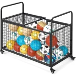 AECOJOY Ball Cart Storage, Rolling Basketball Bin with Wheels for Garage, School, Gym, Sports Equipment and Toy Organizer, Extra Large