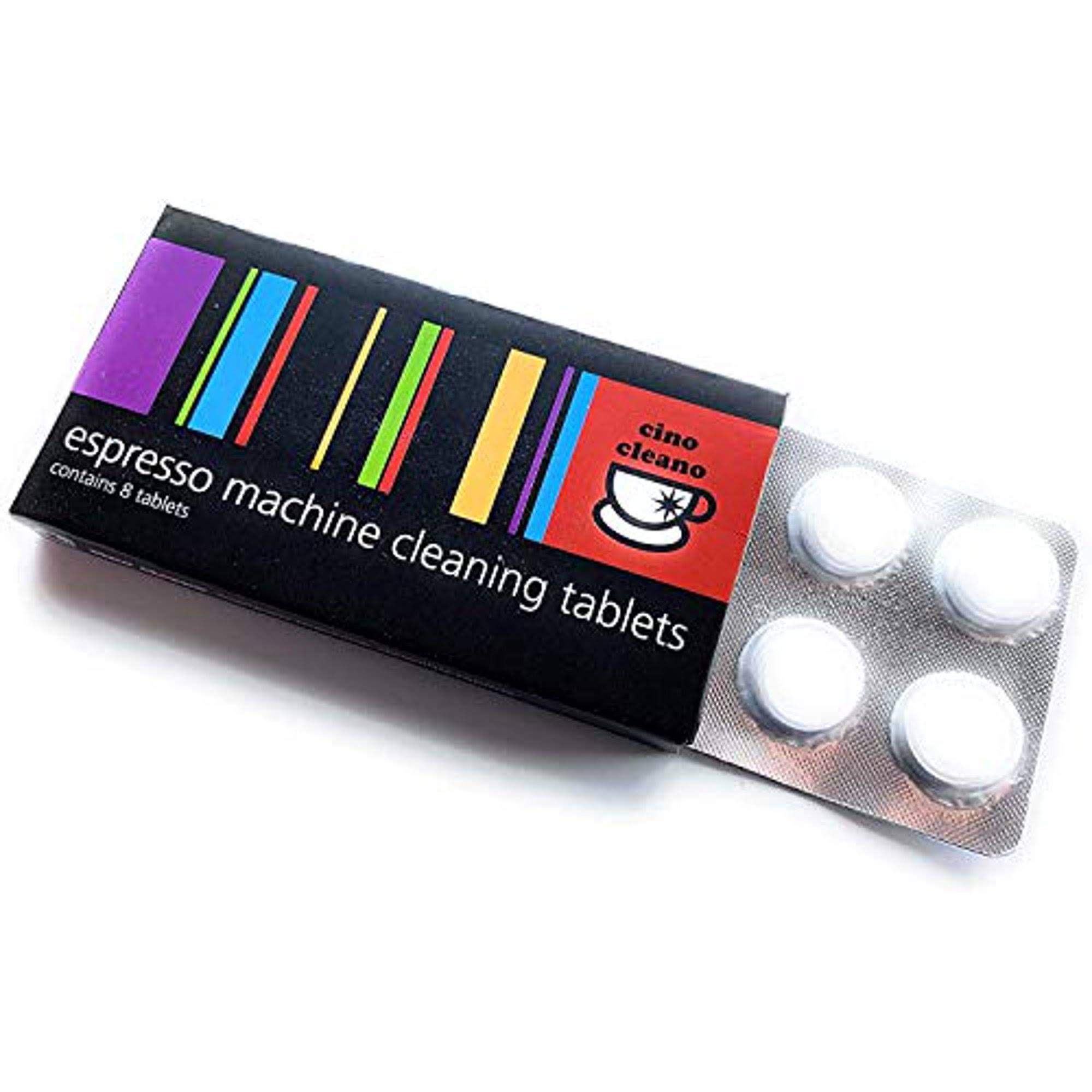 9003ee9fea183eae760cc241aa320c40eaa73b8ebb59bf9d258d244c851930a9.jpg Cino Cleano Espresso Machine Cleaning Tablets 8 Count - Image 1
