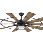 Harbor Breeze EUK60MBK10LR Henderson 60-in Matte Black LED Indoor Ceiling Fan with Light Remote (10-Blade)