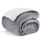 Bedsure Sherpa Fleece Throw Blanket for Couch - Grey Thick Fuzzy Warm Soft Blankets and Throws for Sofa 50x60 Inches