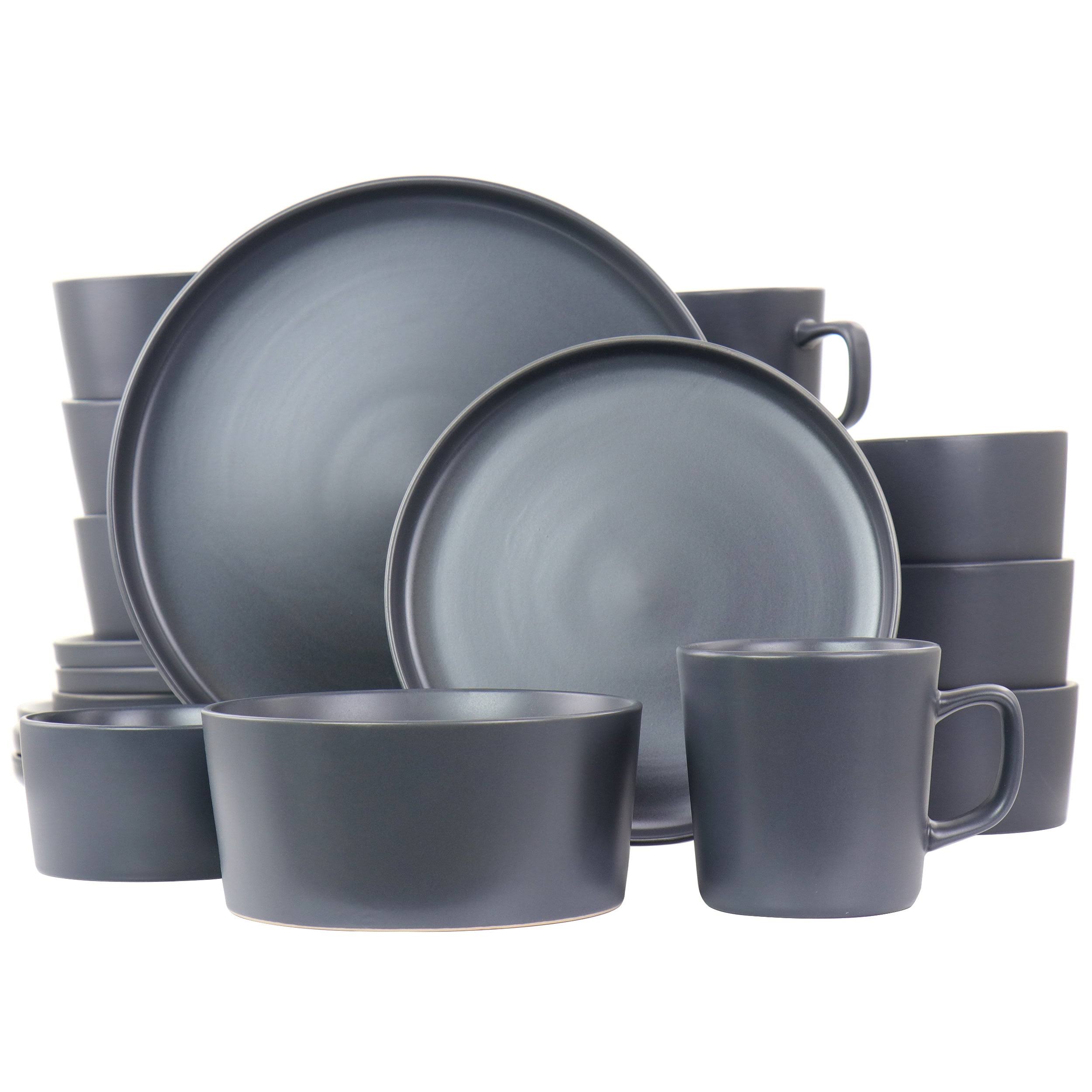9015e8fdae36245a9b7cba12f396afe745a1817a7ade01c4038ea1f54f415b2a.jpg Elama Luxmatte Dark Grey 20 Piece Dinnerware Set - Image 1