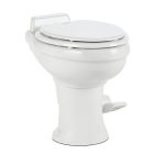Dometic 320 RV Toilet | White | 302320081 | Standard Height | Gravity Toilet | Elongated Ceramic Bowl | Flush with Foot Pedal | for Rvs. Trailers. and Outdoor Campers