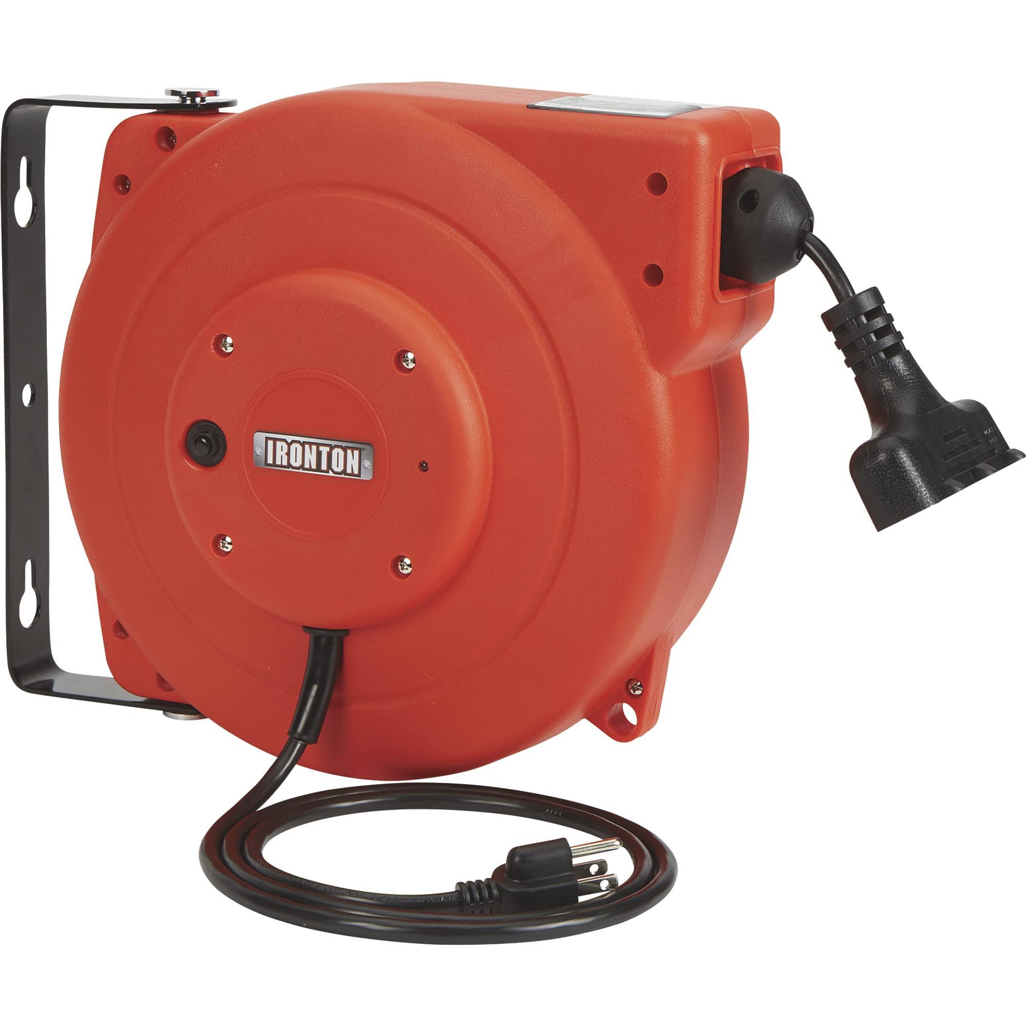 904193b4af6e4b662095177c736cb4e68922707ab52f07f8ac5439821e39ff4d.jpg Ironton Retractable Extension Cord Reel - 33ft. 16/3 Triple Tap - Image 1