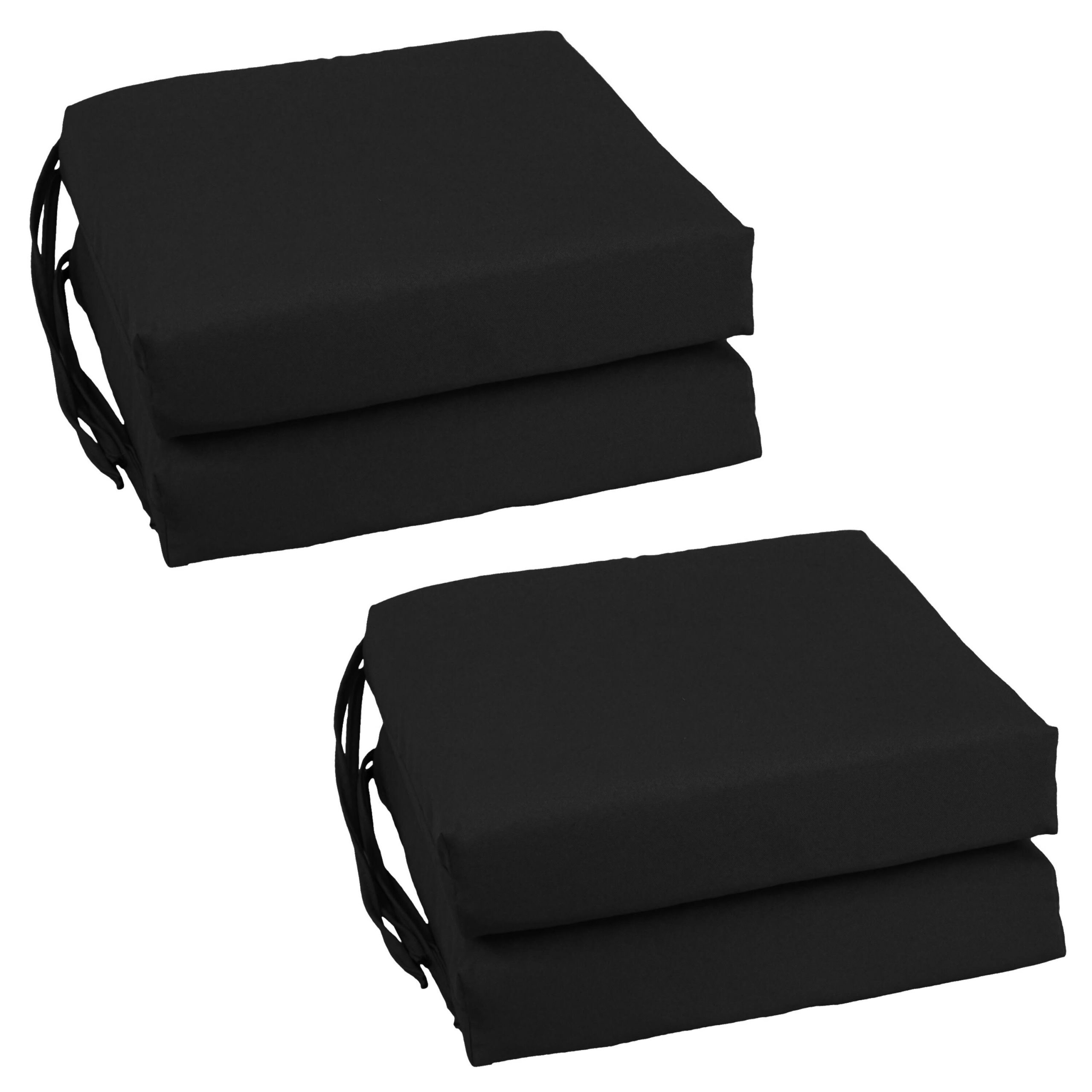 9077bbad1fc73a29d7345c86df2abf3a33ddd00b308a1e1e099004acd3c71f33.jpg Blazing Needles Set of 4 Indoor Twill Chair Cushions, Black - Image 1