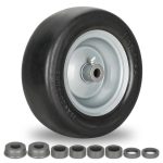 11x4.00-5" Flat Free Lawn Mower Tire On Wheel, 3/4" or 5/8" Bushing, 3.4" -4" -4.5" -5" Centered Hub, Universal Fit Smooth Tread Tire for Zero Turn
