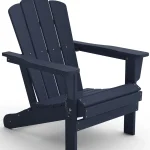 VOUA Folding Adirondack Chair Resin Outdoor Patio Furniture, Blue
