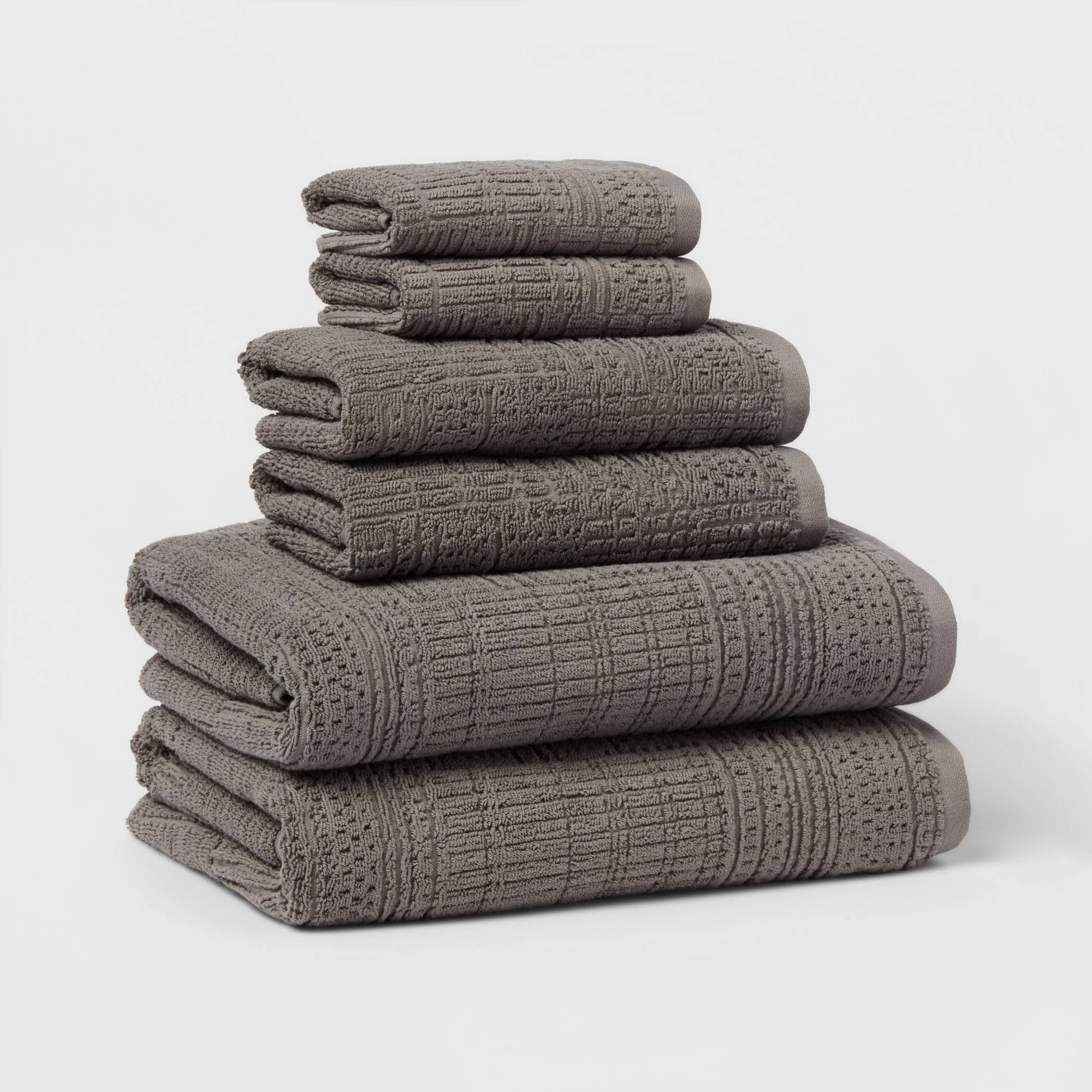 90f9ec35ff6e6ed34285ece07558f730403d5ddb5becfed3555a868a2a15e0e9.jpg 6pc Modern Bath Towels and Washcloths Set Light Gray - Threshold - Image 1