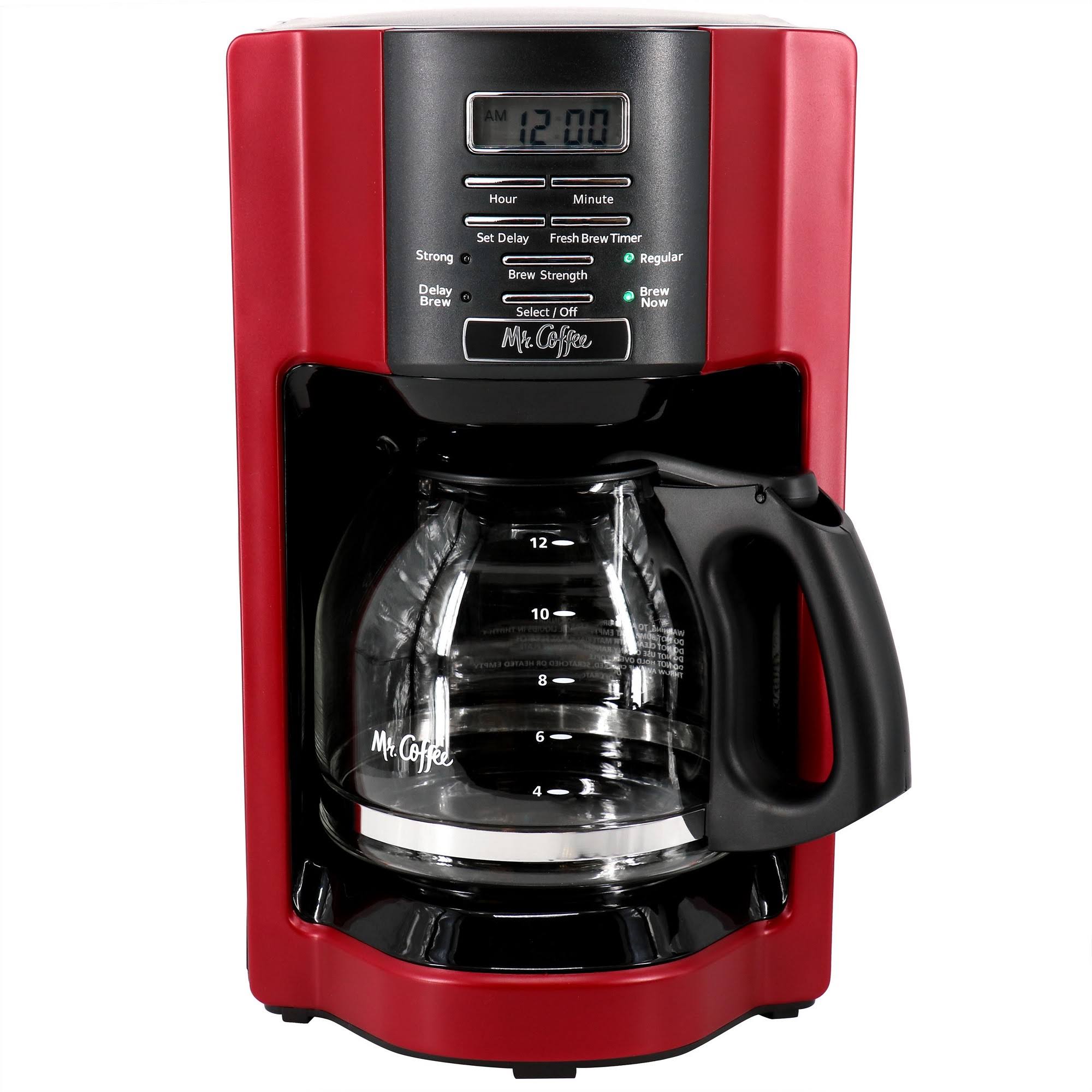 91004830052c33b1a1ced8bc2857e9fa8ea4b874cc8480c906b1a2b01b68370a.jpg Mr. Coffee 12 Cup Programmable Coffee Maker, Rapid Brew, Red - Image 1