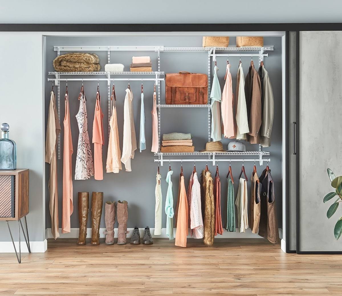 ClosetMaid ShelfTrack 5-ft to 8-ft Wide Closet Organizer Kit White