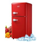 Krib Bling 3.5cu.ft Compact Refrigerator with 7 Level Thermostat, Mini Fridge with Freezer, 2 Door Portable Fridge with Removable Glass Shelves,