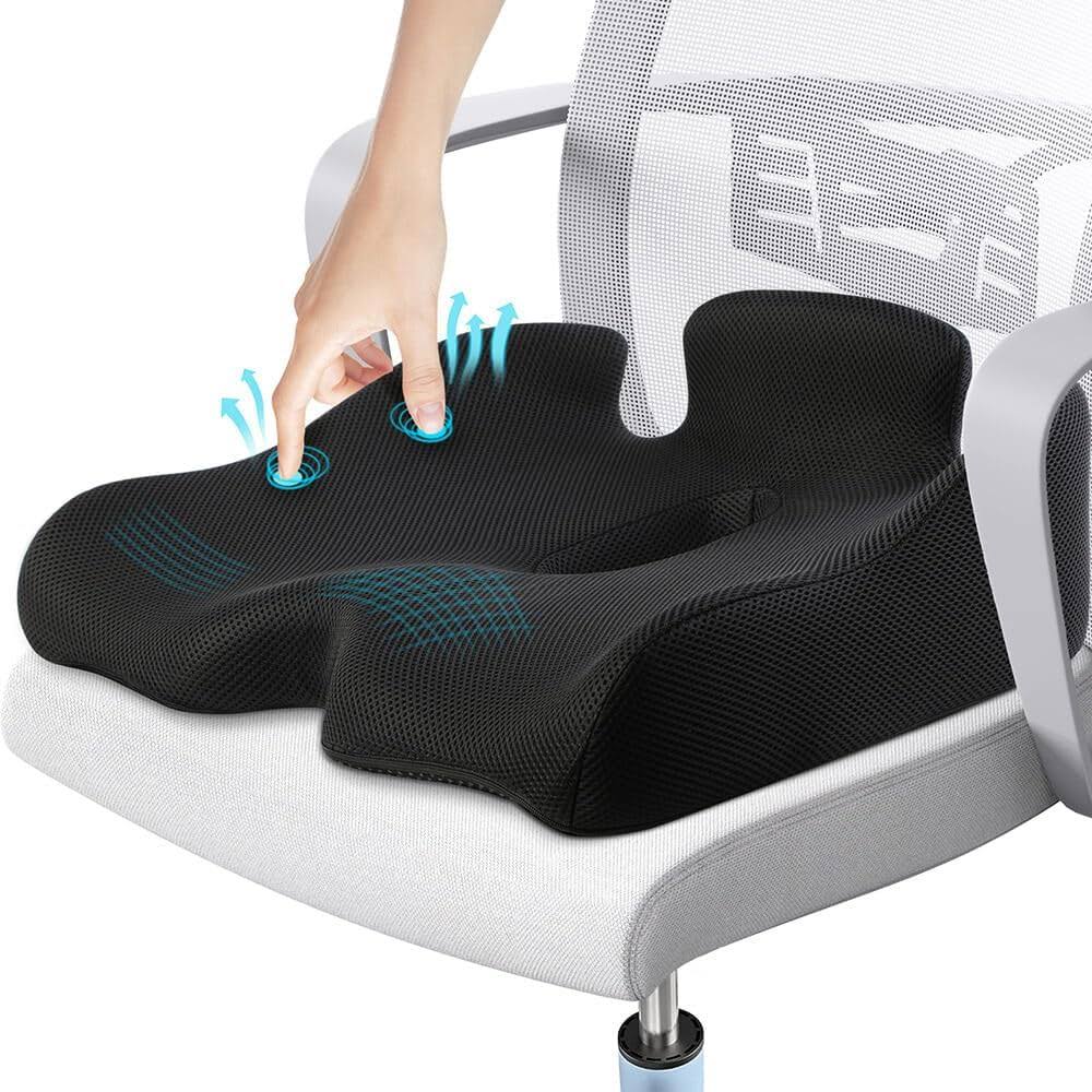 9137dc78df4088c2790f9f701e31d3ce6c407862875321950935cee27718cd45.jpg Benazcap Memory Seat Cushion for Office Chair Pressure Relief Sciatica & Tailbone Pain Relief Memory Foam Firm Coccyx Pad for Long Sitting, for Office - Image 1