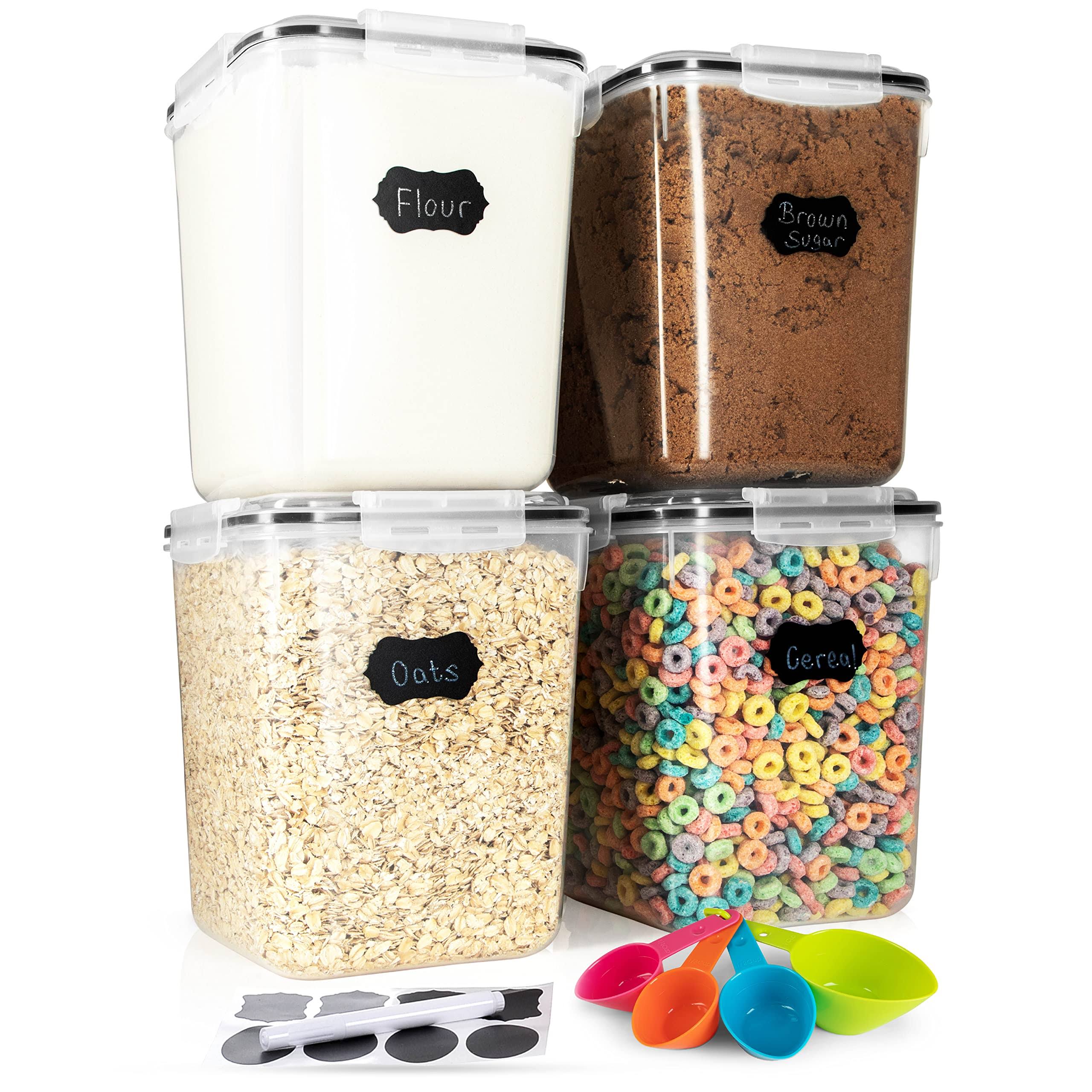 913932b1b33a2c4eededf5af5ba73a14c25bef6cbea0e9392bdfc9dad7160fab.jpg Storeganize Flour Sugar Storage Containers (5.3L/4pk) Great Rice Canisters Sets for The Kitchen Pantry, Large Food Storage Containers with Lids - Image 1