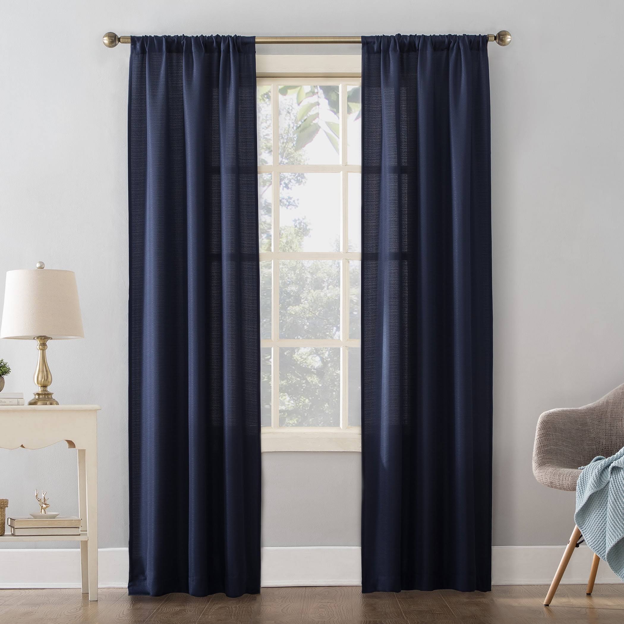913e29a6c27f70dda4f200e9f5501b942095552b91ca59ecffaea96387f436b7.jpg Mainstays Textured Solid Curtain Panel, Size: 38 x 63, Blue - Image 1