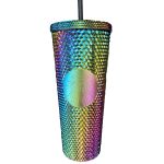 Starbucks Satrbucks Limited Edition Studded Oil Slick Rainbow Iridescent Tumbler Fall 2023 Venti 24 oz