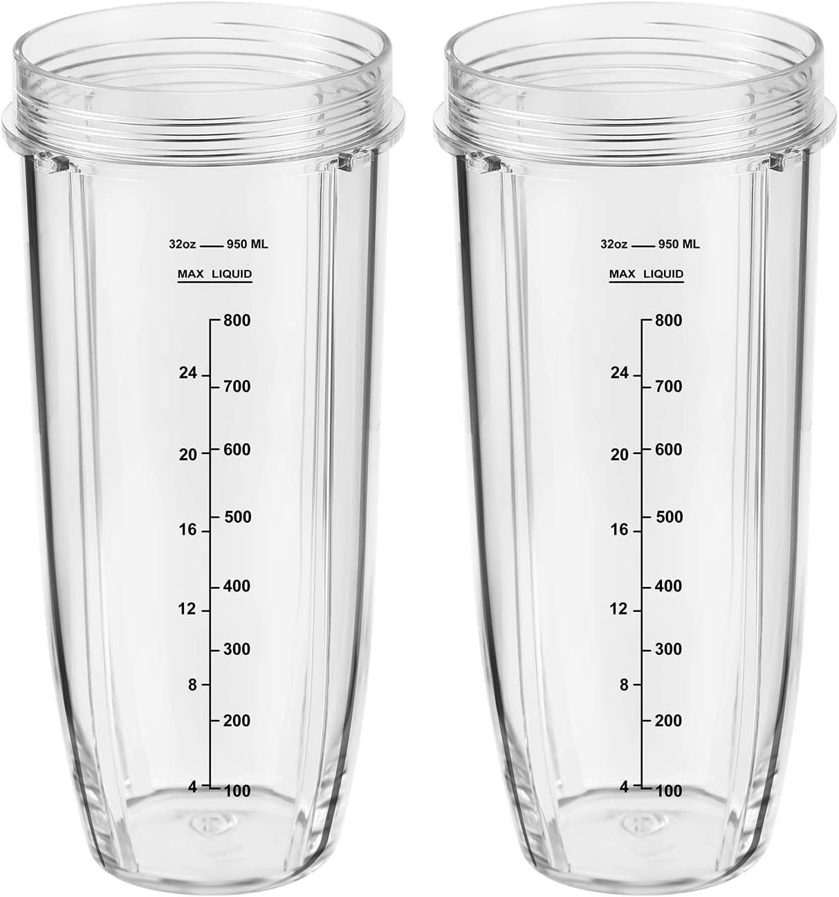 916592dcbe7d538c3bac6fbdc5b971ac5945ac52367441529261079b9edbc363.jpg Meet Juice Replacement Part for Nutri Ninja Blender 2-Pack 32oz Replacement Cups Compatible with Nutri Ninja Auto-iQ Series Blenders - Image 1