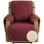 TOMORO Non-Slip Quilted Recliner Cover - 100% Waterproof Recliner Chair Slipcover Furniture Protector with 5 Storage Pockets, WA, Burgundy