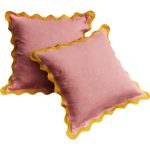 Bed Threads Set of 2 Scalloped Linen Euro Pillowcases in Pink Tones