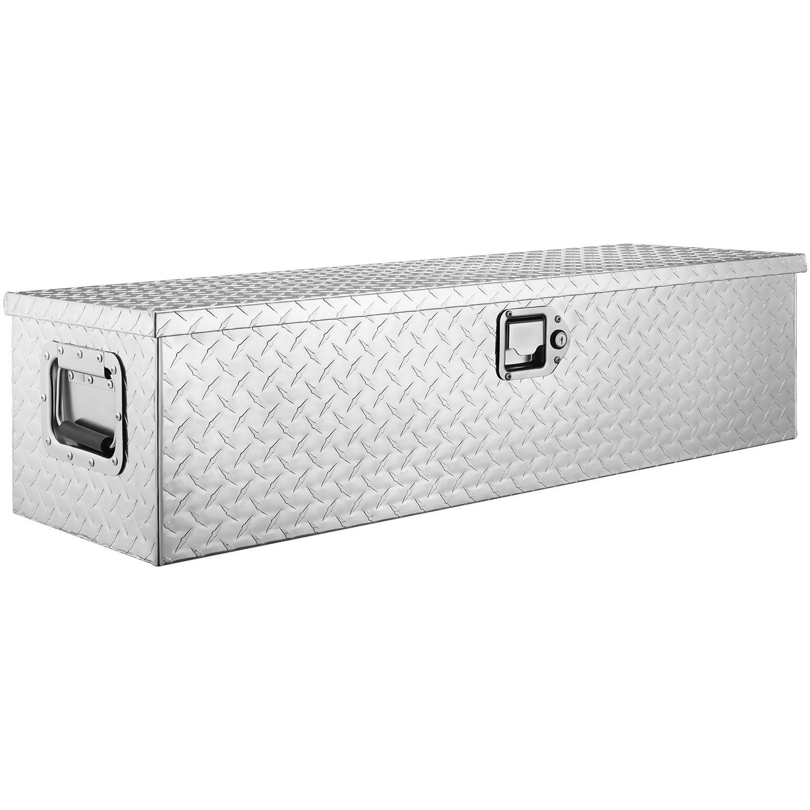 917bfae98eb855a4e94feb45203a80b4ba8ba8754e6d8b74f92f1fc6b0bf462a.jpg VEVOR Heavy Duty Aluminum Truck Bed Tool Box, Diamond Plate Tool Box with Side Handle and Lock Keys, Storage Tool Box Chest Box - Image 1