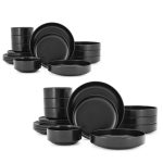 Home Decorators Collection Chastain Solid 32-Piece Matte Black Stoneware Dinnerware Set (Service for 8)