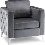 Mcombo Velvet Accent Club Chair, Single Sofa Chair, Armchair 4066 (Grey)
