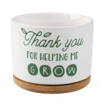 DOMG Teachers Appreciation Gift, Ceramic Succulent Plant Pot Small Flower Planter, Thank You for Helping Me Grow