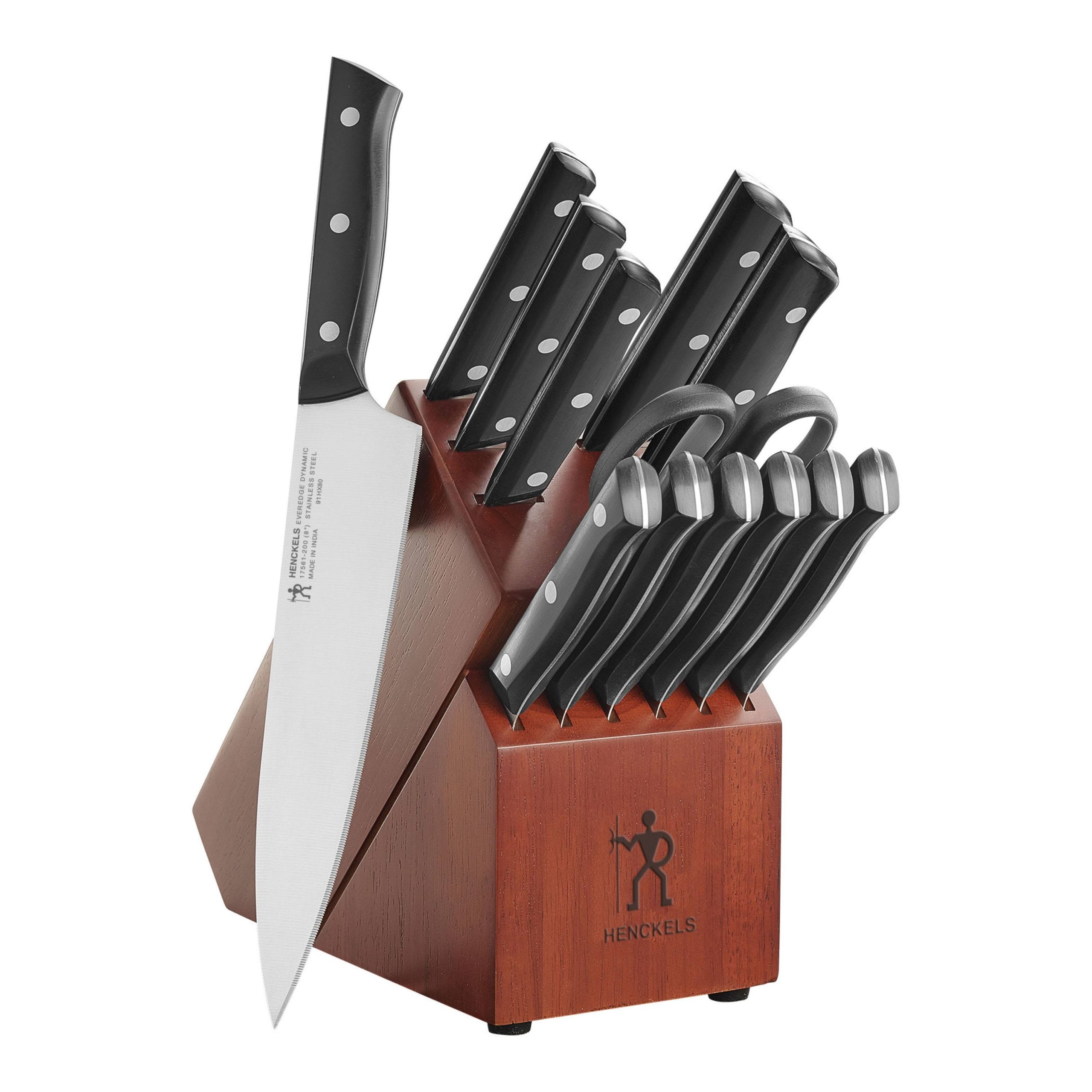 91adab6eff95b8d7c2742cffb245d0542cf6825061e3da7a2ed1e485efecde58.jpg Henckels Everedge Dynamic 14-pc, Knife Block Set, Brown - Image 1