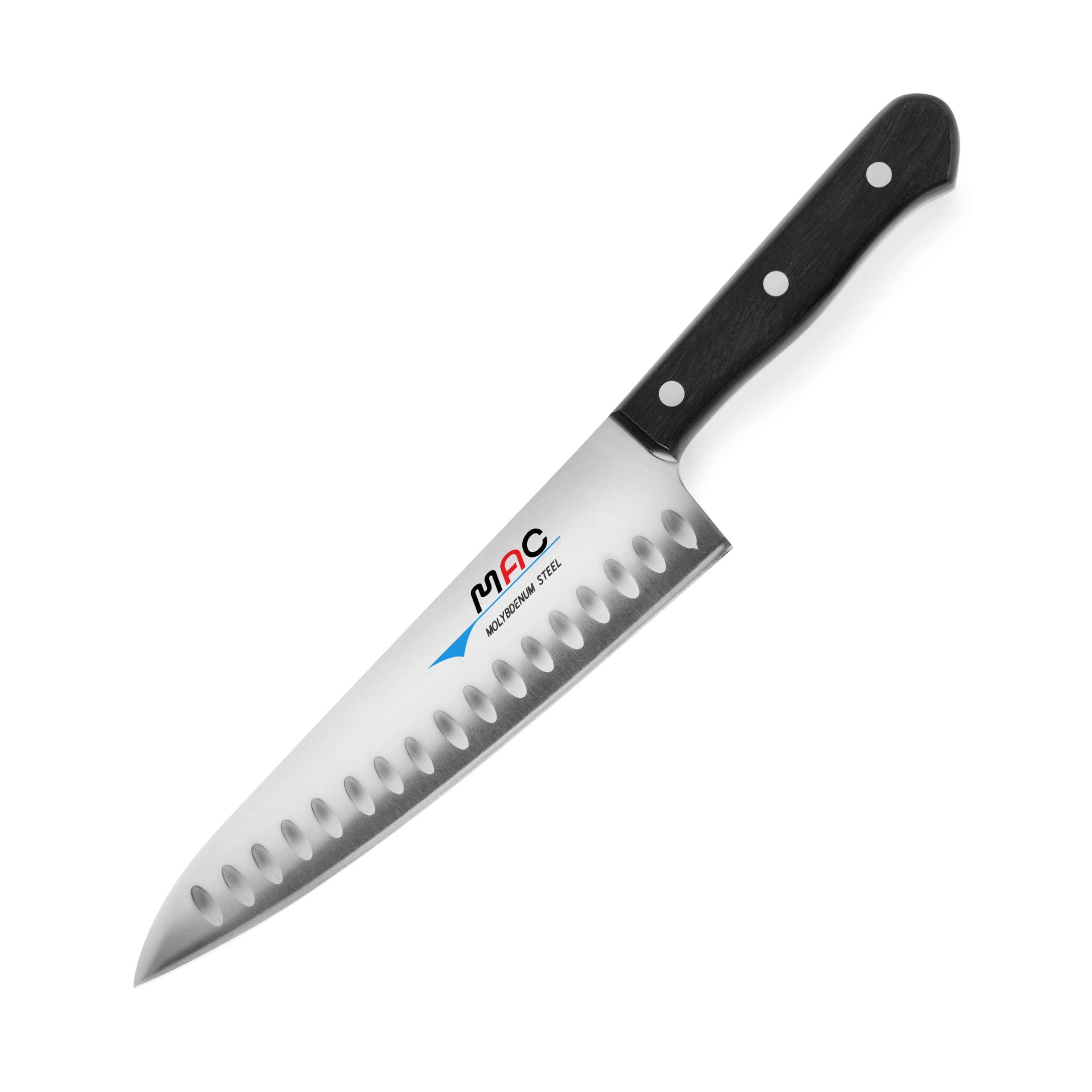 91af28c111edea696add7c558ee0659744b3b8751622a27cf662111fdc2ab51f.jpg Mac Knife Chef Series Hollow Edge Chef's Knife, 8-Inch - Image 1