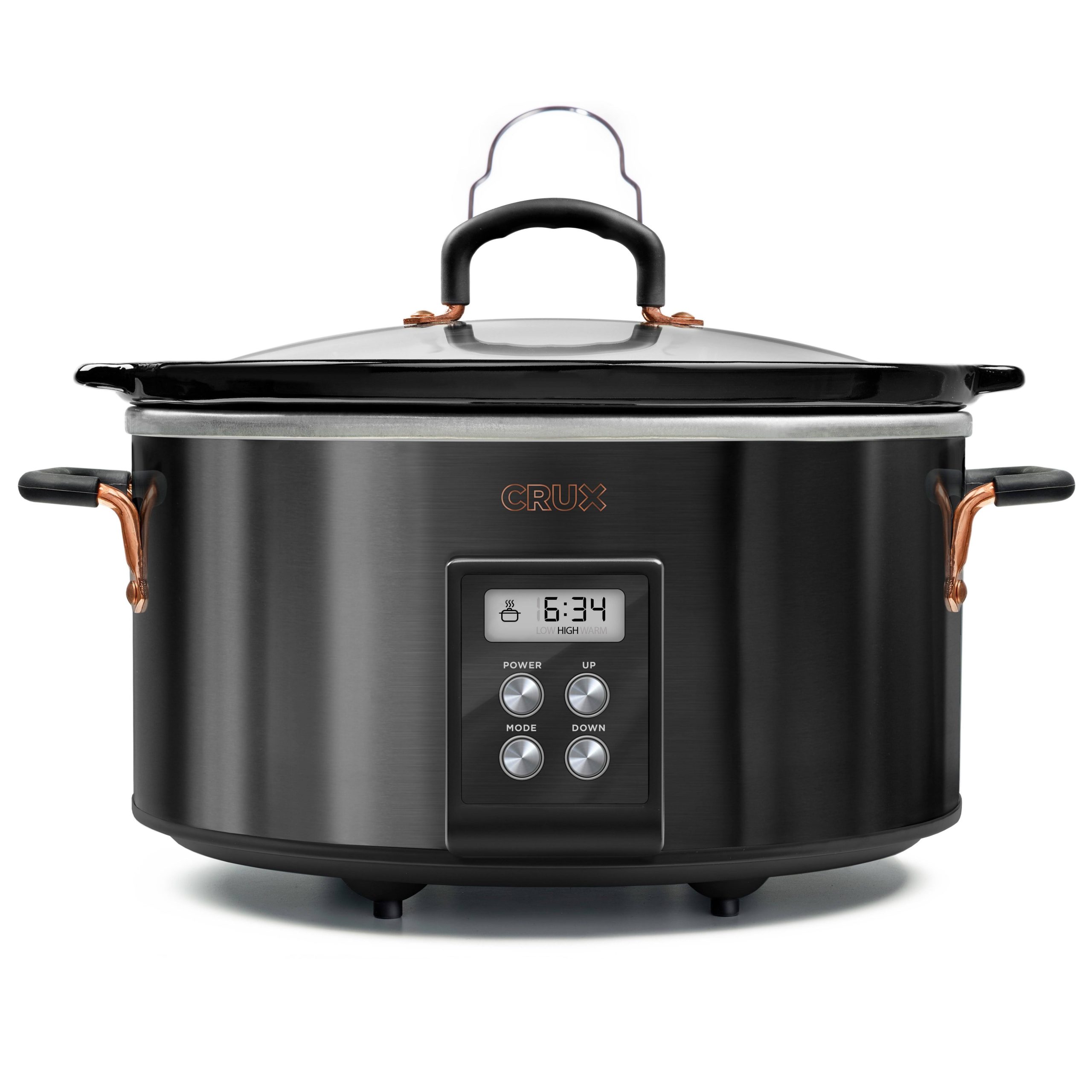91b94c69ac7023218b990a74b5986ccccbd90c87fea81ed2eba85d193f2b6501.jpg Crux 14681-SN 6 Quart Programmable Slow Cooker with Timer, Black - Image 1