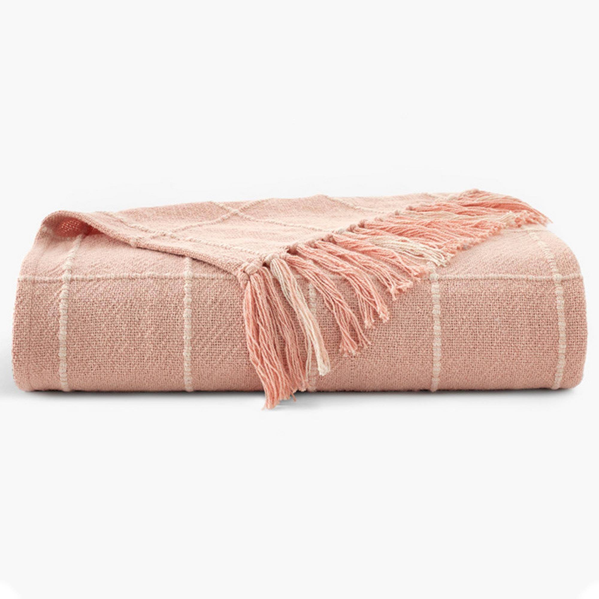 91c071fa0f3cce95eee2b8633a2668cae3e208dea6d5d2f54463de34804086ec.jpg Truly Soft Windowpane Organic Throw Blanket - Blush - Image 1