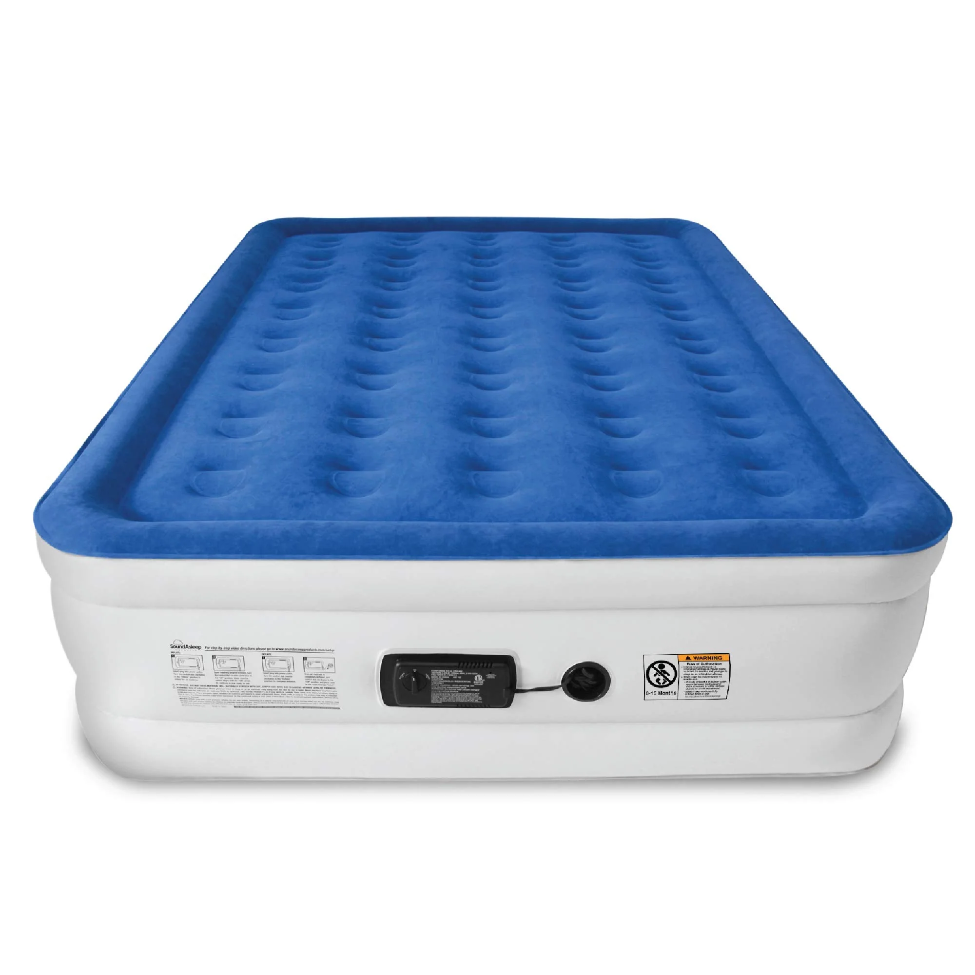 91d051aba5df6ad88635ec4797cddc482c82865242a6d088aa65176ad386144c.webp SoundAsleep Queen Luxury Air Mattress with High Capacity Pump - Image 1
