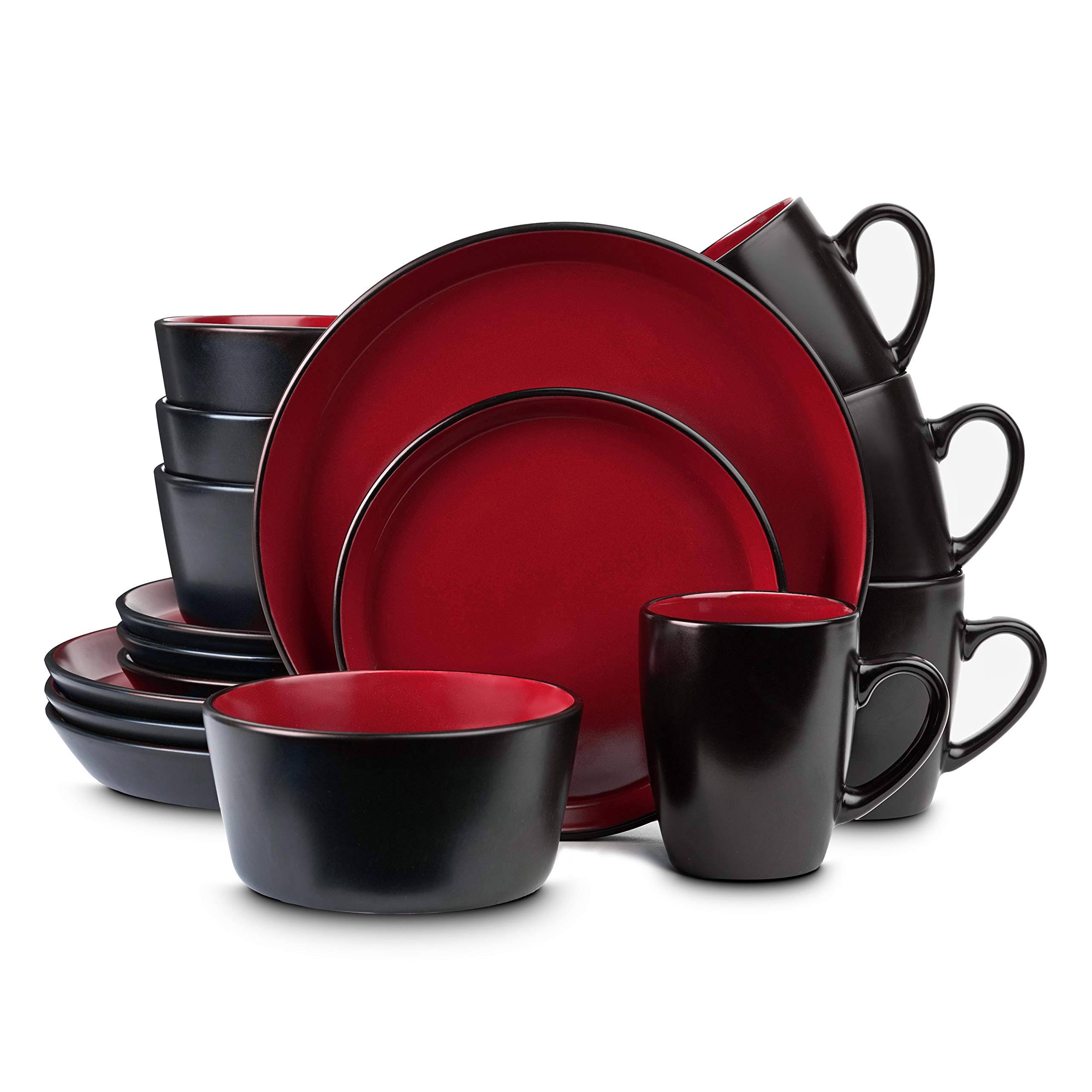 91eb79b78df3791cda6a22f0e49c6c263d193e1dce76bad6e91535a2aaf87c6a-1.jpg Stone Lain Albie 16-Piece Stoneware Dinnerware Set, Service for 4, Red and Black - Image 1