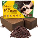 Gro-Med Organic Compressed Coconut Coco Coir Bricks for Plants with NPK Potting Soil, 2 Pcs 650g ea