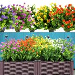 SUPLEAF 20 Bundles Artificial Flowers Fake Plants for Outdoors, UV Resistant Faux Greenery Shrubs for Garden Outdoor Window Box Porch Farmhouse