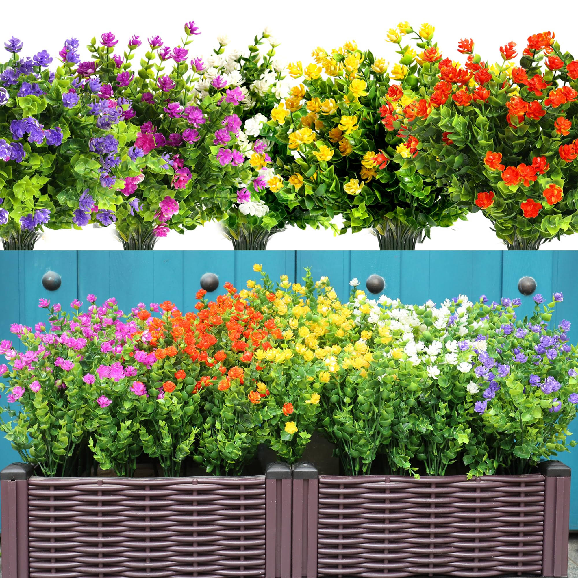 920dfe104389798541ec01393695abd31477ef300af0b2fae25a1b9665b858d5.jpg SUPLEAF 20 Bundles Artificial Flowers Fake Plants for Outdoors, UV Resistant Faux Greenery Shrubs for Garden Outdoor Window Box Porch Farmhouse - Image 1