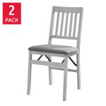 Stakmore Wood Upholstered Folding Chair, 2 - Pack