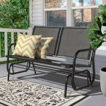 Nuu Garden 2 SEATS Outdoor Glider Bench Patio Glider Swing Chair with Powder Coated Steel Frame and Breathable Seat Fabric Outdoor Loveseat, Black