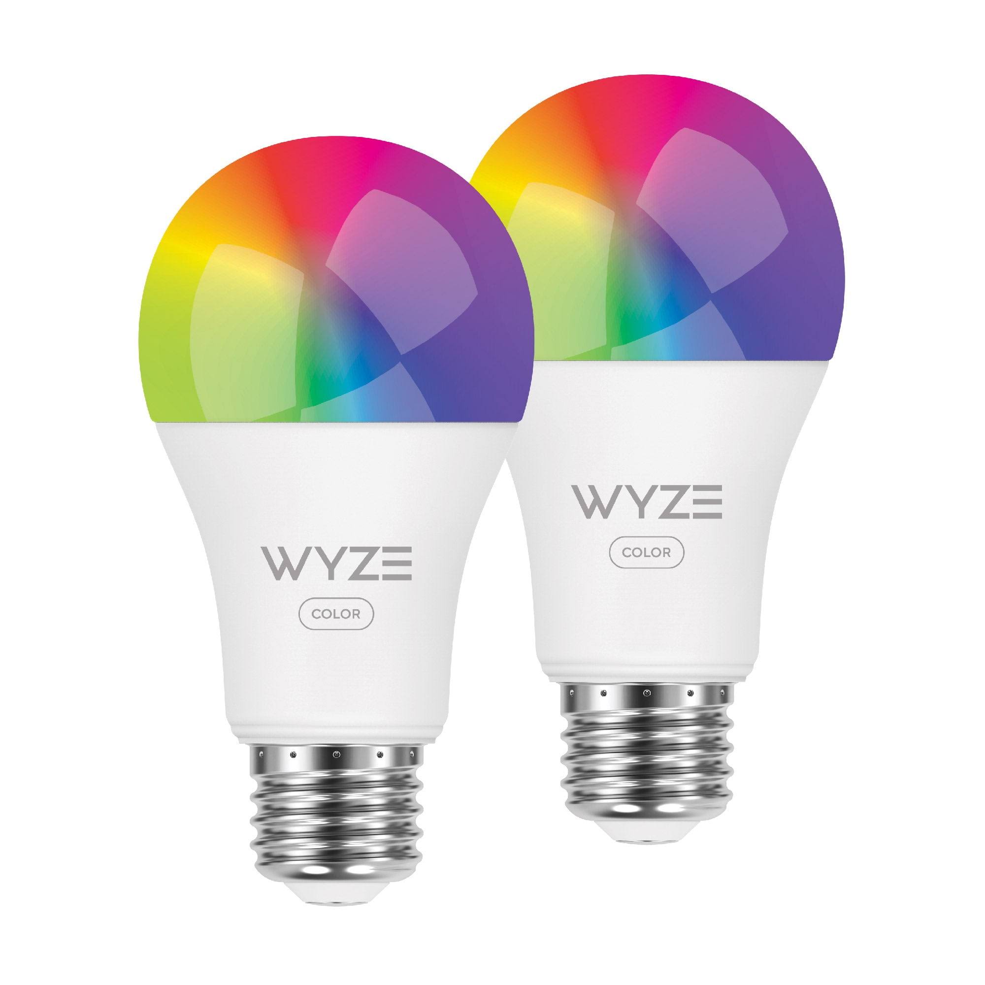 926cb6abc10588ebe4db9306a1c7c1a219d769e623b25960aec12e2dab8a5cfb.jpg Wyze 75-Watt Equivalent A19 Smart LED Color Light Bulb With 16 Million Colors and App Control (2-Pack) - Image 1