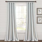 Lush Decor Farmhouse Stripe Yarn Dyed Cotton Window Curtain Panel Pair - 84" x 42" - Blue