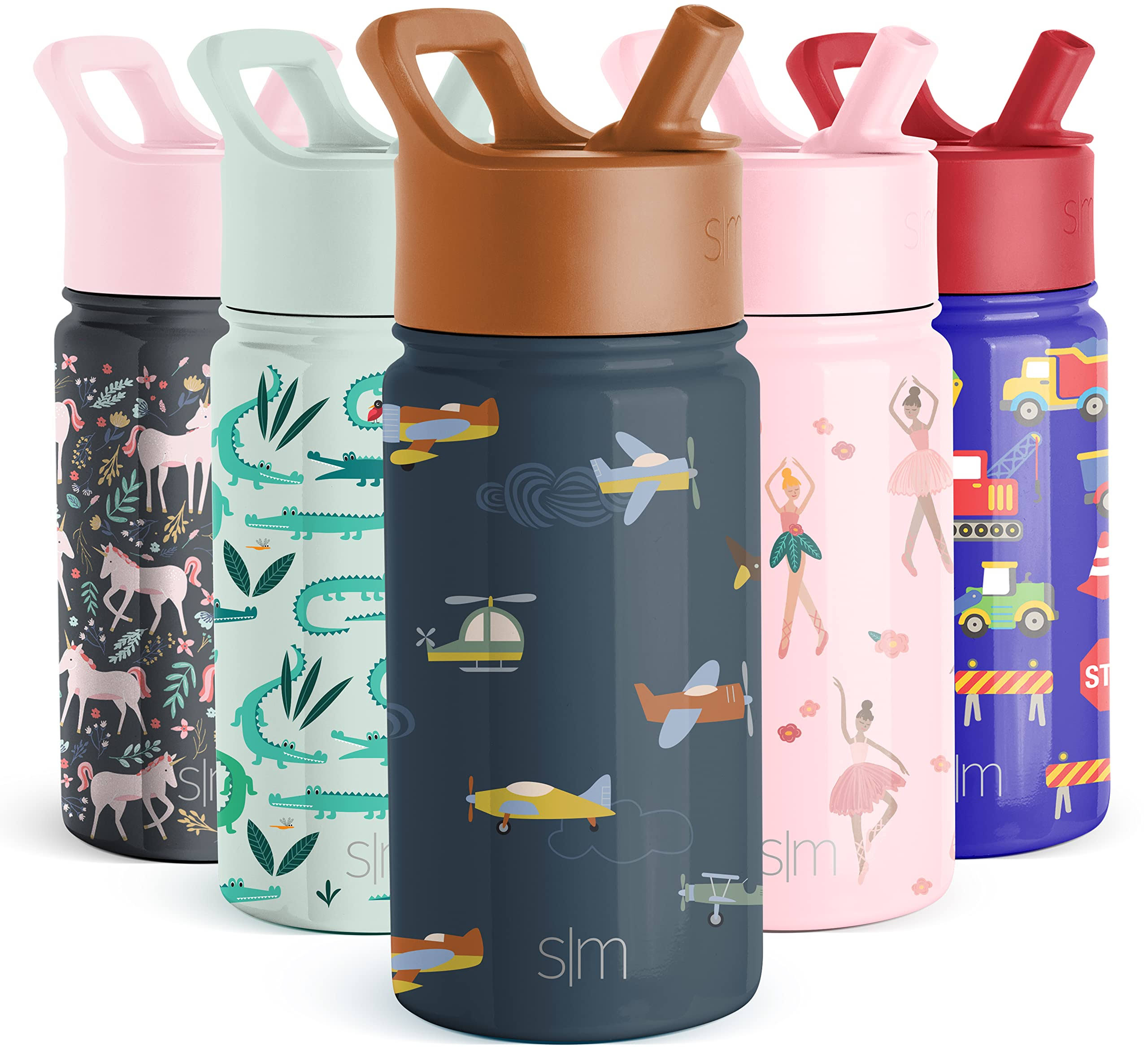 92b5f39b2b8954d784e1b2d84247fcba6e42b4c25afe7aefb28425a8aa571b98.jpg Simple Modern Kids Water Bottle with Straw Lid | Insulated Stainless Steel Reusable Tumbler for Toddlers, Boys | Summit | 14oz, Wheels Up - Image 1