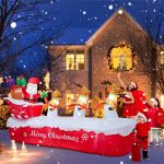 COOLWUFAN 10 ft Christmas Inflatables Outdoor Decorations Santa Claus on The Sleigh with Cute Elks, Blow Up Inflatable Yard Decoration Clearance