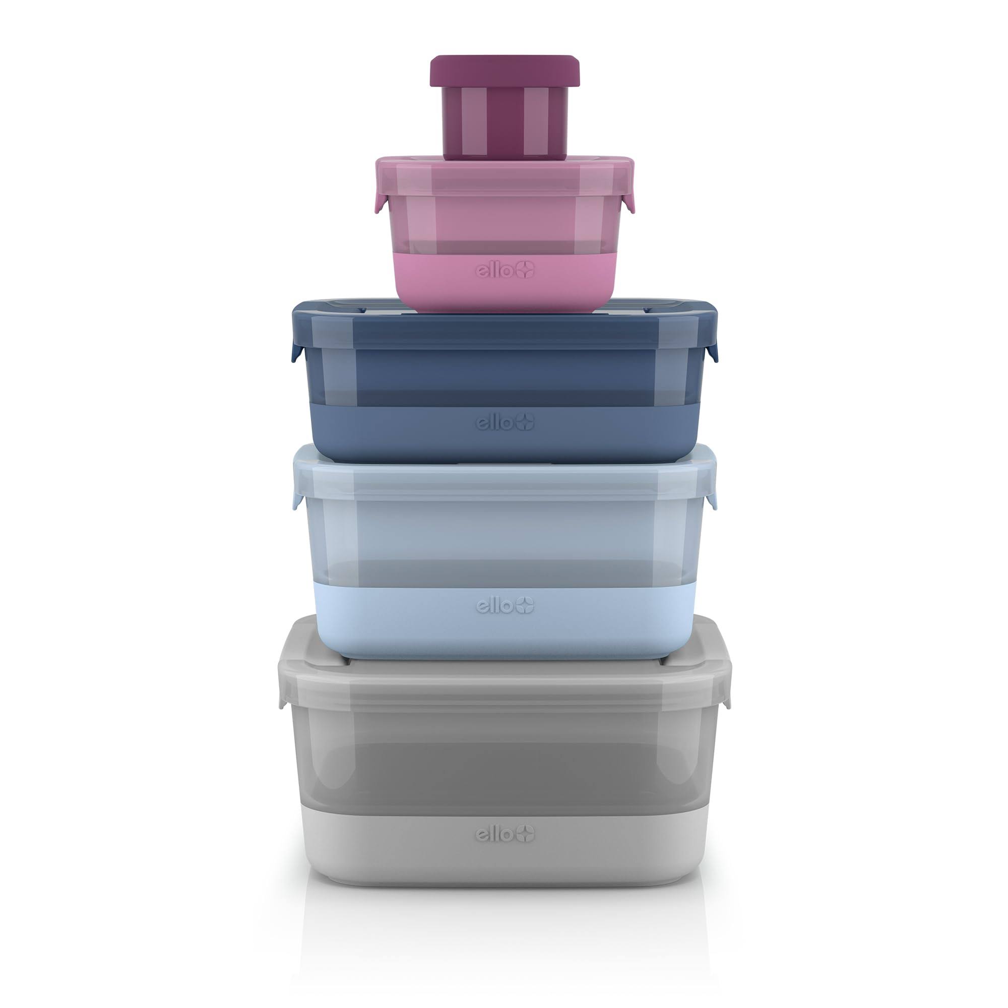 931898eae079016711ef2793d32735032e993cb752ff97c829ad9a2320d1613f.jpg Ello 10pc Plastic Food Storage Container Set with Skid Free Soft Base - Image 1