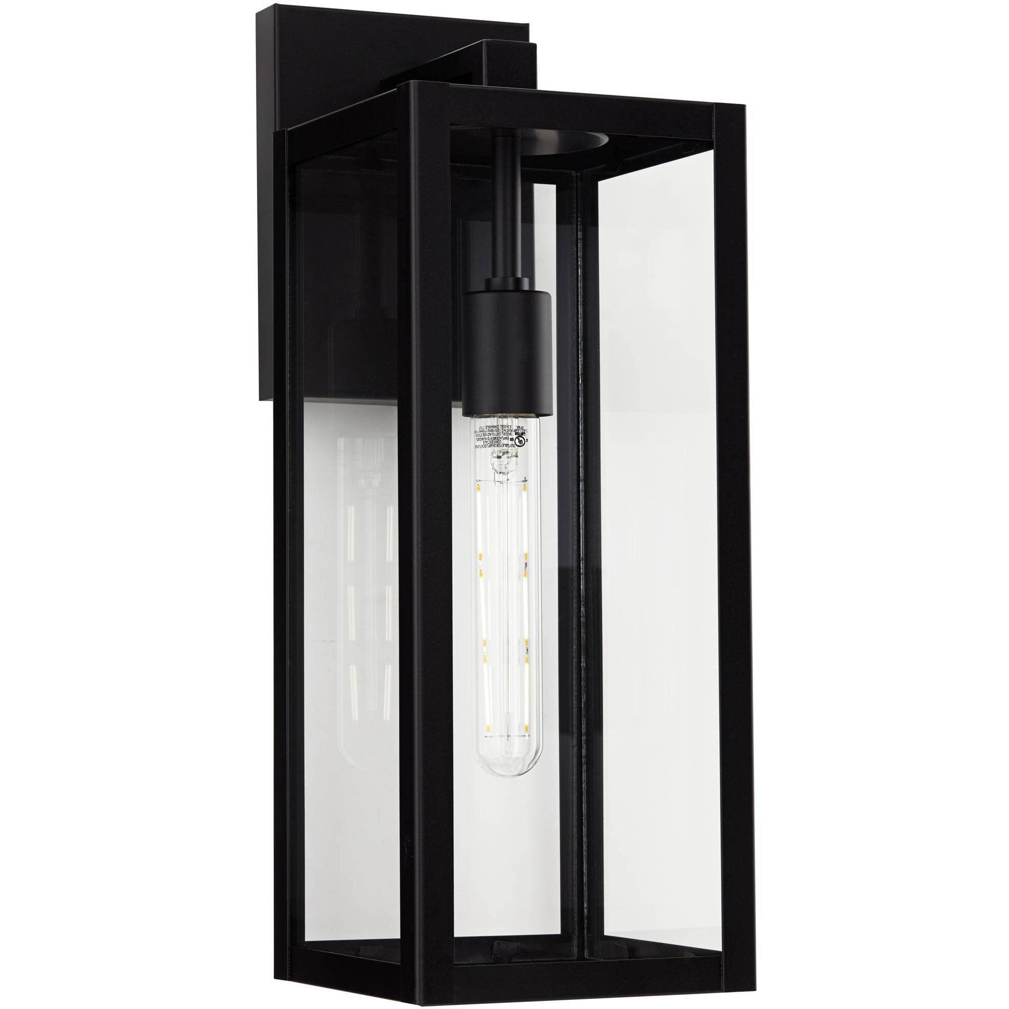933c7040d0045780765feac712eb5e056566a50157c03ce81eaace6834447d56.jpg John Timberland Modern Industrial Outdoor Wall Light Fixture Mystic Black 17" Clear Glass Damp Rated Exterior House Porch Patio - Image 1
