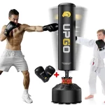 UPGO Freestanding Punching Bag for Adult Kids 70'' - 205 lb Boxing Bag with Boxing Gloves 66 lb, Black