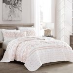 Brielle Cross Stitch Quilt Set, Twin, Coral