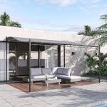 Outsunny 10' x 13' Steel Outdoor Pergola Gazebo, Patio Canopy with Weather-Resistant Fabric and Drainage Holes, Gray