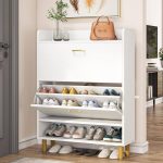 BYBLIGHT 41.73 in. H White 24-Pairs Shoe Storage Cabinet, Freestanding Shoe Cabinet for Entryway