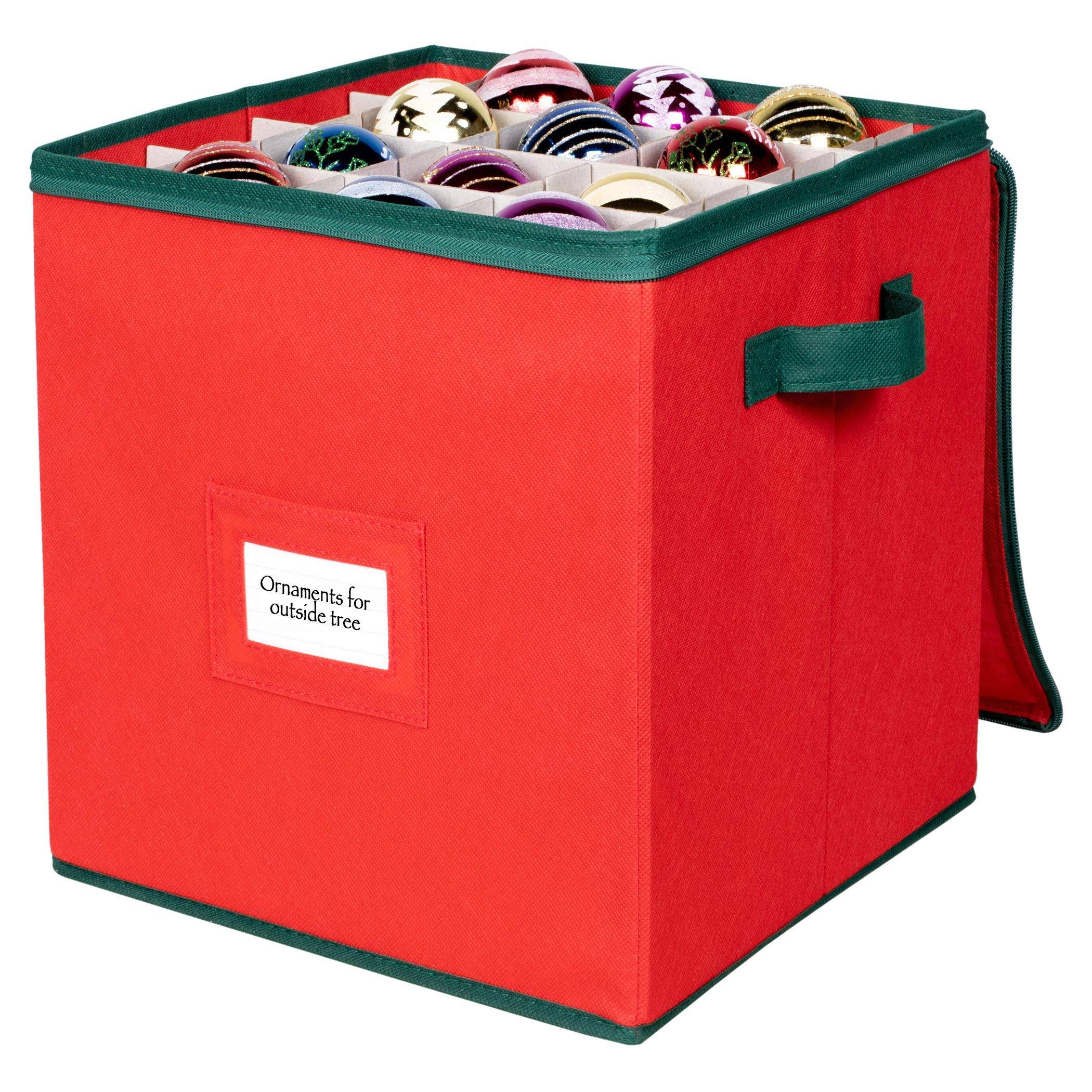 93ac06fcae910ff88074fee0fbb3b03583bb351ba31d54bc99a51797c883bc46.jpg Holdn' Storage Christmas Ornament Storage -Holiday Organizer Stores Up to 64 Christmas Tree Ornaments, Durable Non-Woven Polypropylene, Adjustable &am - Image 1
